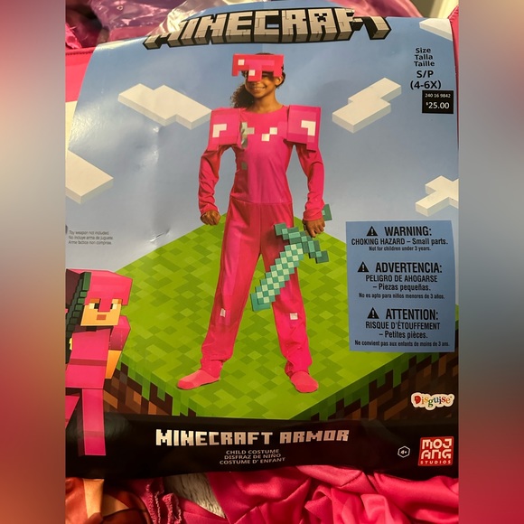 Small (4/6) Pink Armor Minecraft Costume , Official Minecraft Pink Armor Outfit - Picture 2 of 8